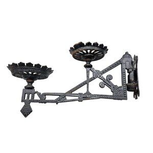 Antique Eastlake Cast Iron Double Pivot Wall-Mounted Oil Lamp Holder